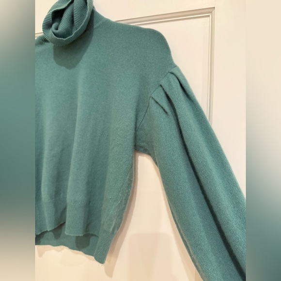 Intermix Taylor Cashmere Turtleneck Sweater | Green - Picture 7 of 10